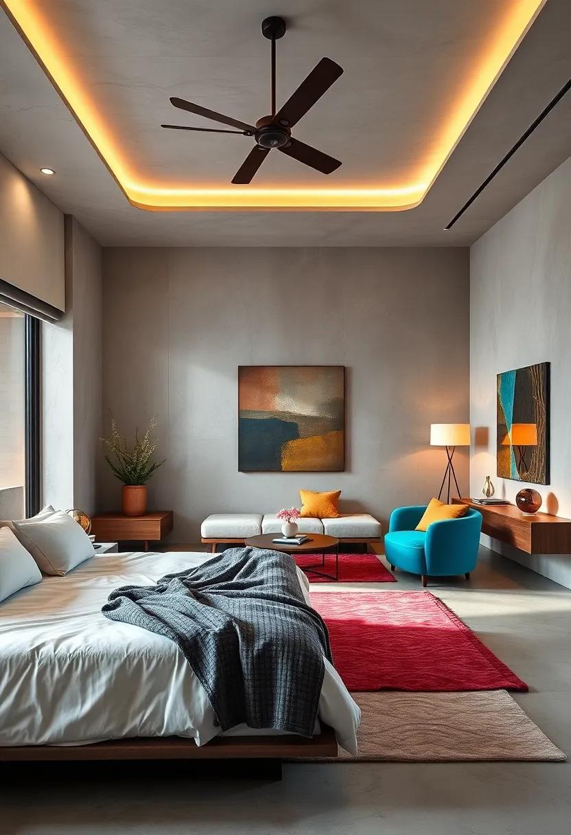 Bold Accents: Use bright, floating accent furniture to introduce pops of color, breaking the monotony and energizing your space