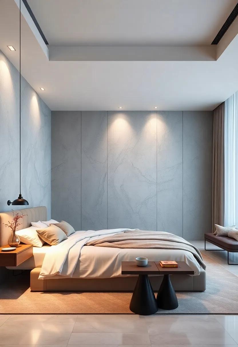 Contemporary Romance: Utilize floating side tables with sculptural designs to evoke a sense of elegance and modern romance in the space