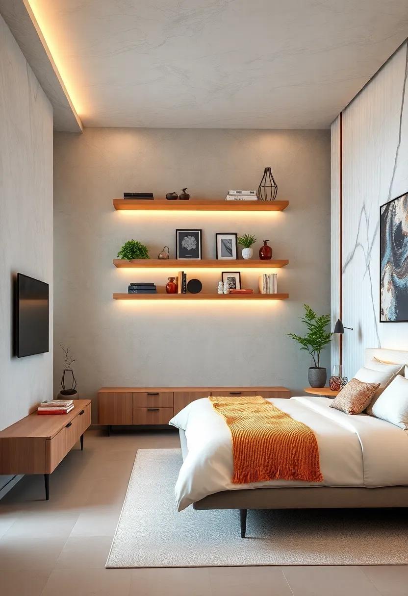 Elevated Storage Solutions: Explore innovative floating shelves that not only save floor space but also provide stylish displays for your favorite decor