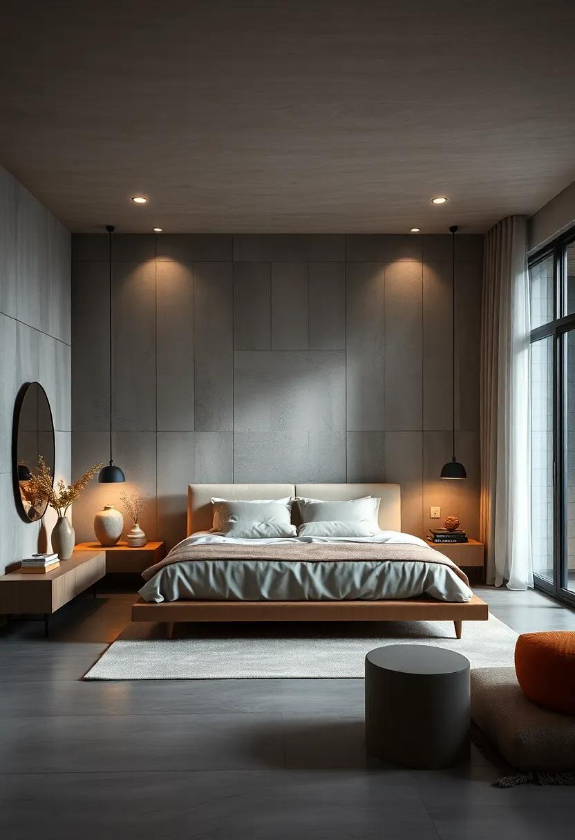 Smart lighting: Explore adjustable floating fixtures that allow you to change the mood of your bedroom with the touch of a button