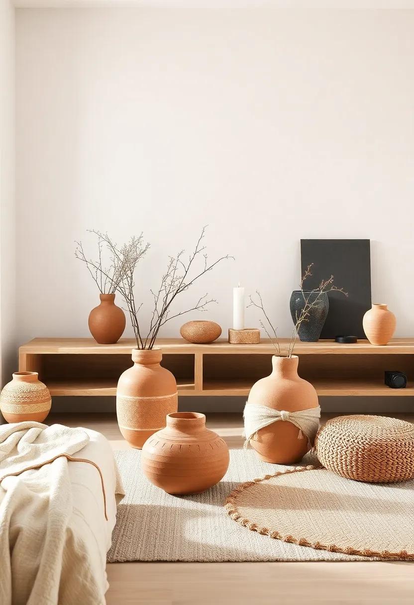 Choose natural clay pottery: incorporate clay vases, ⁤lamps, or pots that celebrate natural imperfections, adding ⁢a unique artistry⁤ to your décor