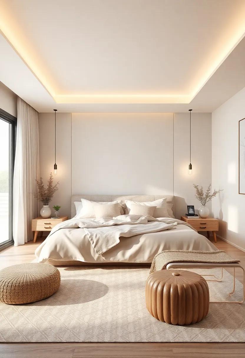 Create a ⁤soft ambient atmosphere:‌ Utilize dimmable lighting and⁣ layered textures to craft an inviting and serene master bedroom​ retreat