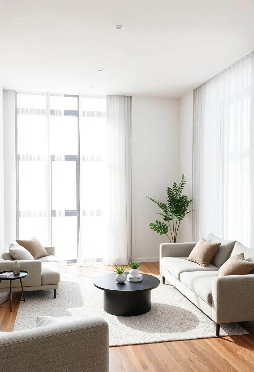 Embracing Natural light with Large Windows and sheer Curtains