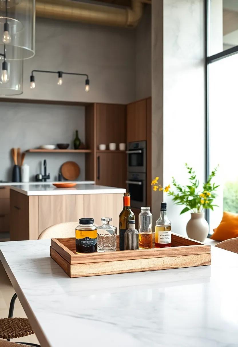 Simple Barware: Reduce clutter with a few essential⁢ bar tools displayed⁤ on a‌ minimalist tray for easy access