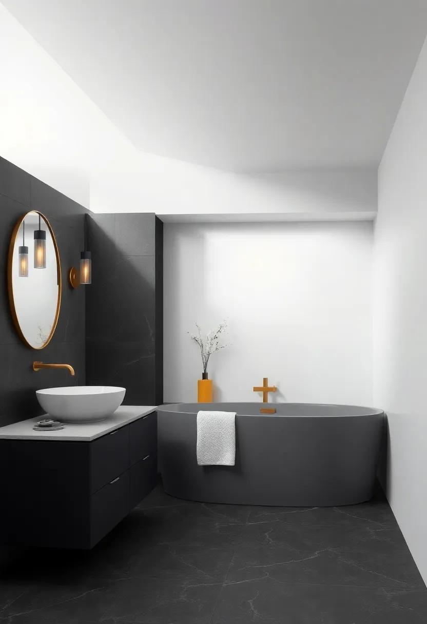 Dramatic Flair: Using Rich Charcoal ‍and Gold for a Luxurious⁣ Bathroom Experience