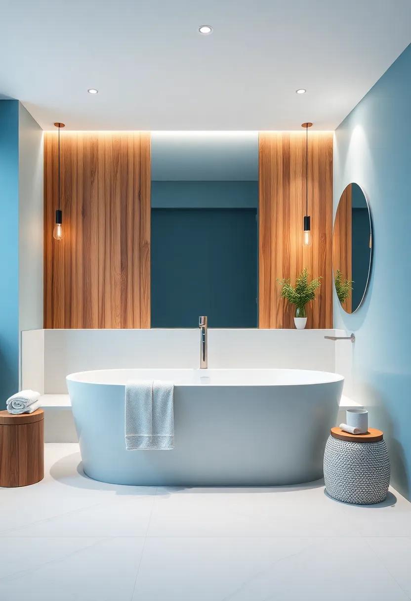 Luxe Spa ​Experience: Creating a High-End Feel with⁢ Calming Blue Tones and Wood Accents