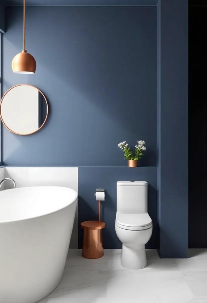 Navy and Copper: A Striking combination for a Contemporary Bathroom Update