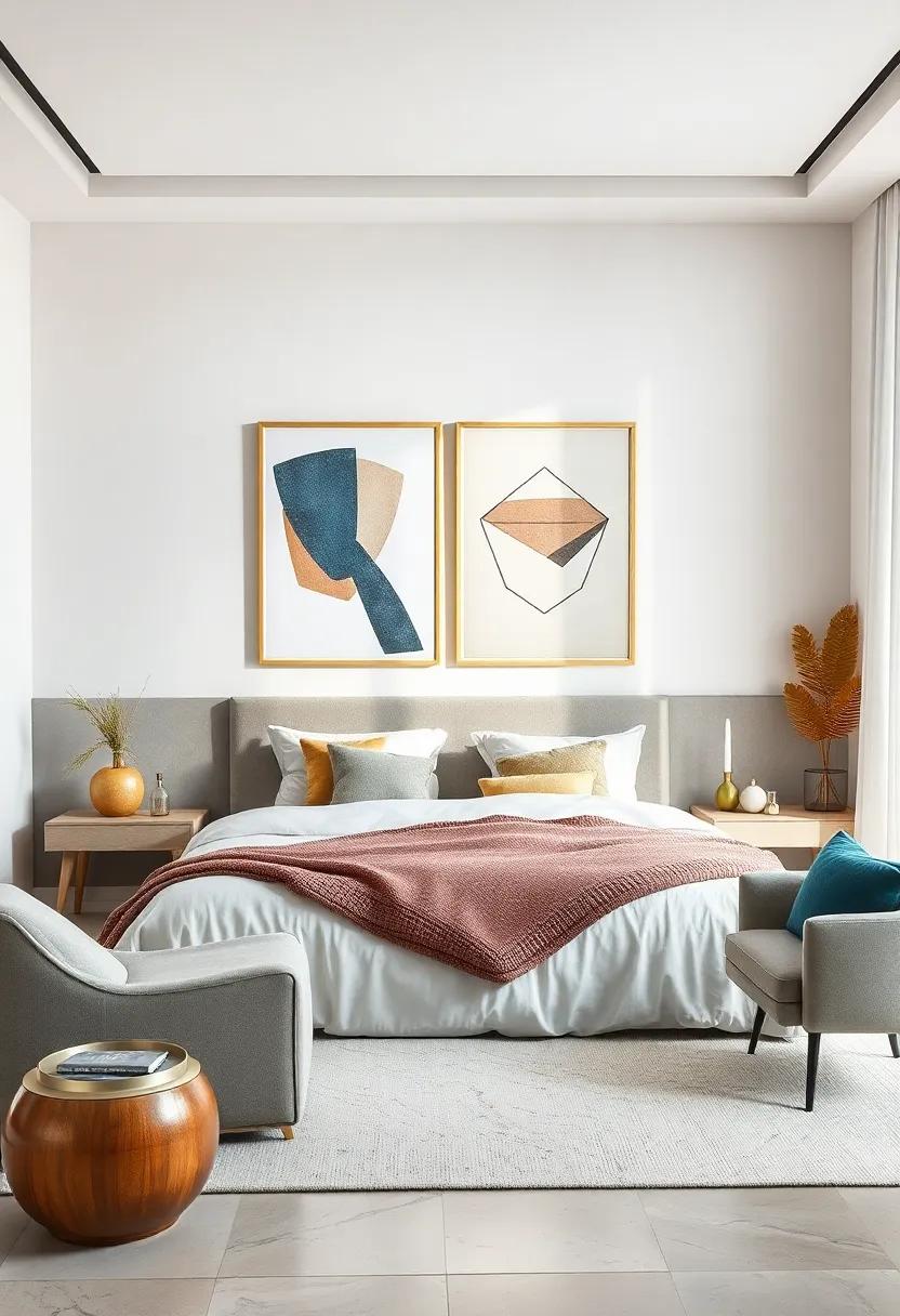 Curate​ a collection of framed ⁤art featuring abstract geometric designs to create a‌ focal point that sparks conversation