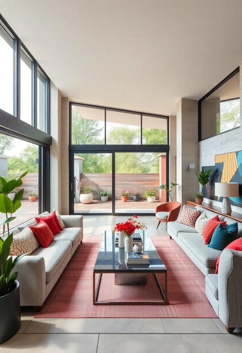 Outdoor Living Integration: Extend your living space outdoors with a connected patio or deck, using large sliding glass doors that open to create an entertaining oasis