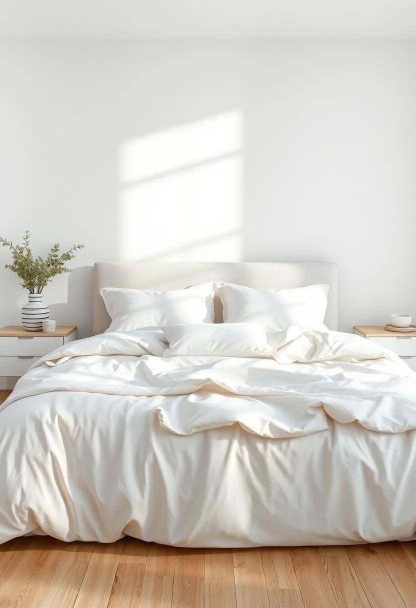 Frame your bed with soft,elegant bedding layers​ to ‍create a welcoming retreat that remains visually ‌uncluttered