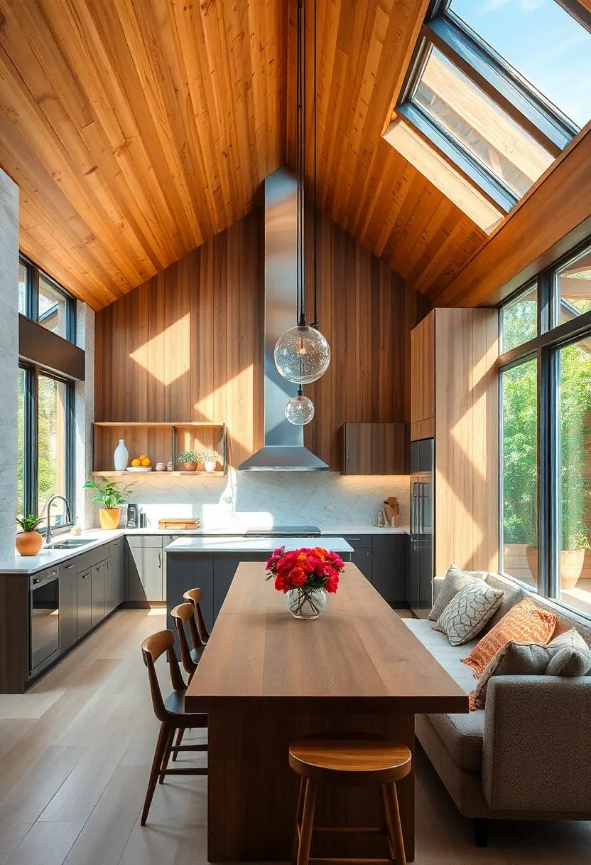 Natural Light: Enhance the ambiance by maximizing natural light with large windows or skylights that bring the outdoors in