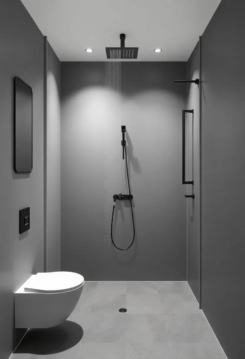 Elegant Fixtures That‌ Define Modern Monochrome Shower Spaces