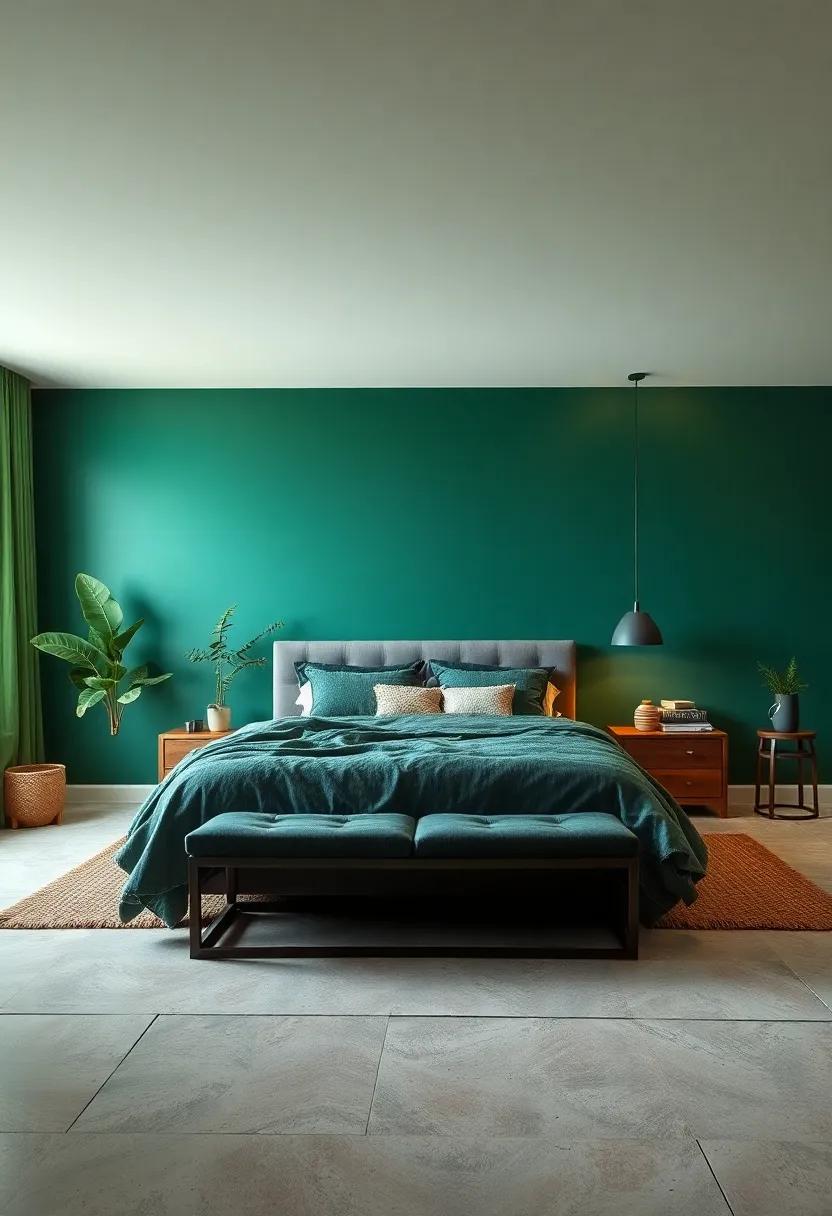 forest Green Oasis: Embrace a deep forest green on your walls for a cozy, lush feel that connects you to nature's tranquility