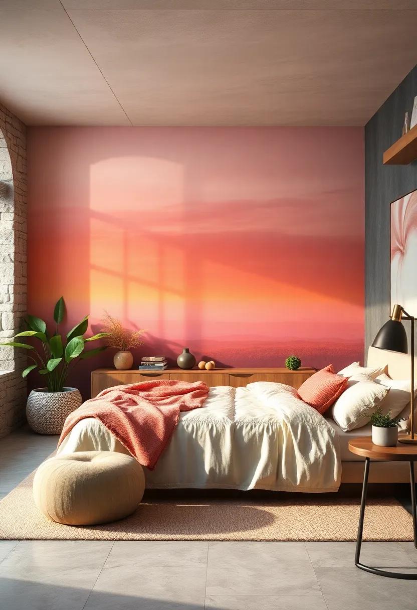 Gentle sunrise Palettes: Blend soft pinks and yellows to recreate the softness of a sunrise, helping to infuse your room with positivity