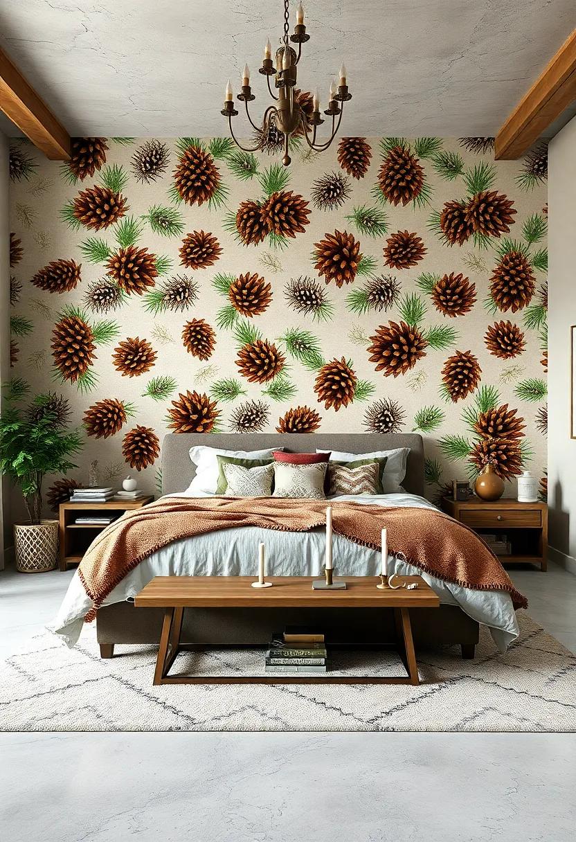 Pine Cone Patterns: Incorporating pine cone motifs into your design brings a touch of woodland charm that enhances a cozy cabin feel