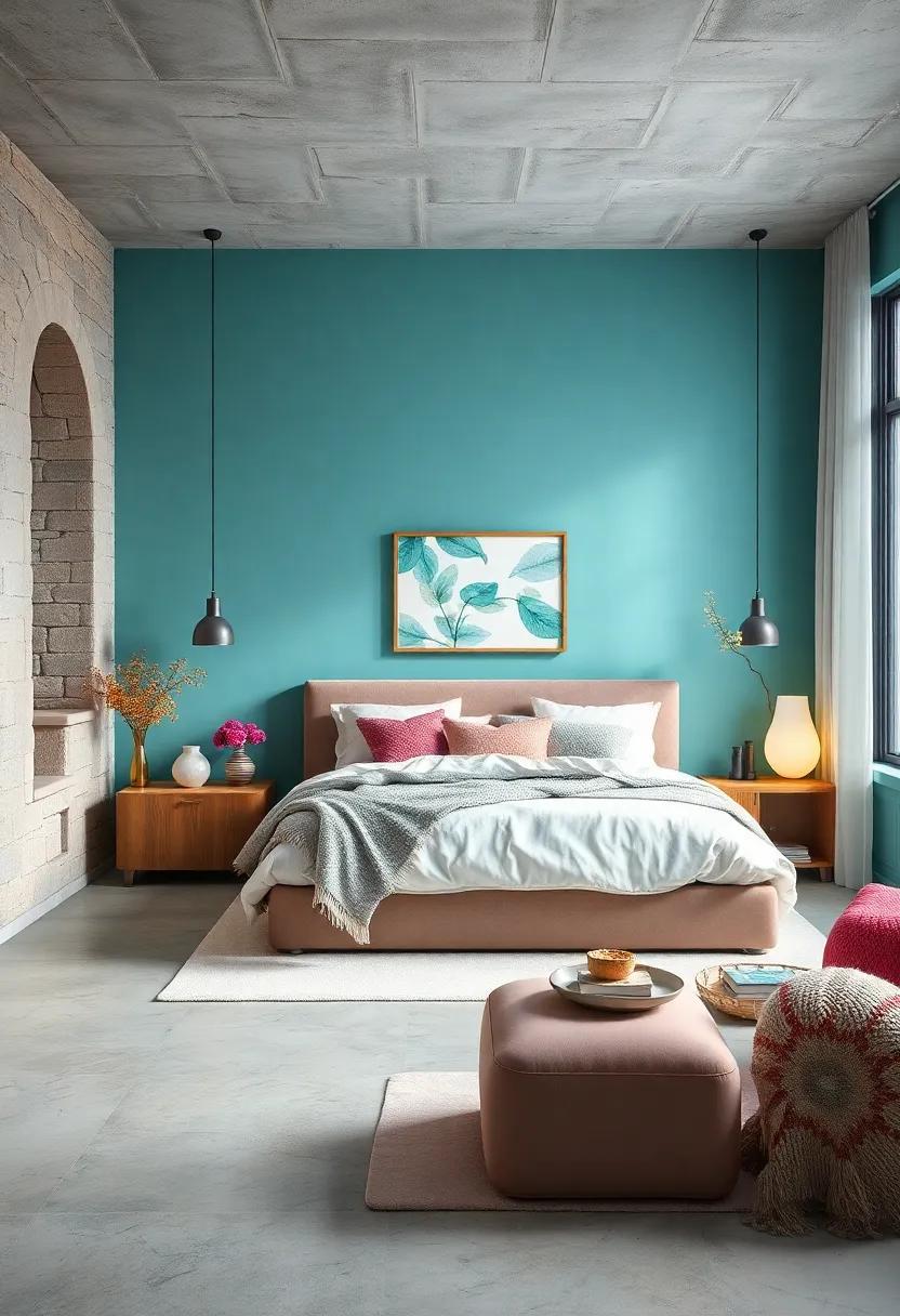 Tranquil Aqua Touch: Soft aqua hues can evoke the calming essence of water,making your bedroom feel refreshing and vibrant