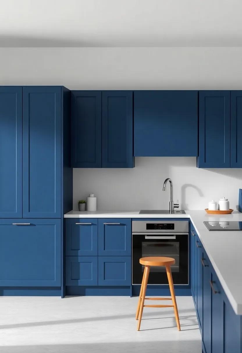 Complementary Colors That enhance Navy Blue Kitchen Cabinets
