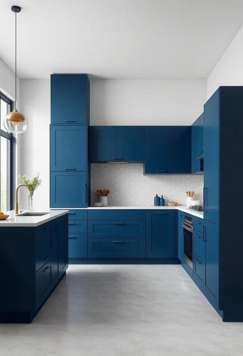 Navy Blue ⁤Kitchen Cabinets as a Focal Point in Open Spaces