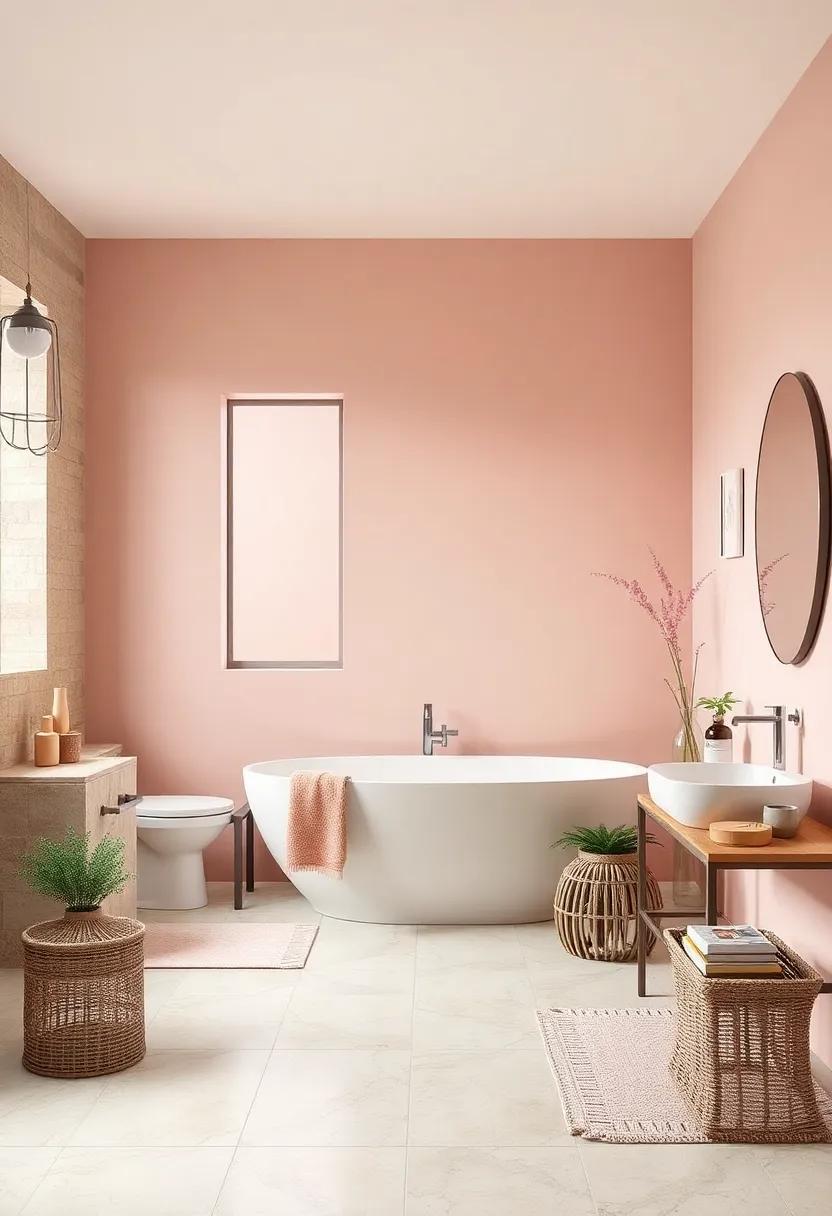Soft Blush: A gentle pink that feels inviting yet understated, soft blush​ is perfect for a subtle, romantic touch to your⁢ bathroom