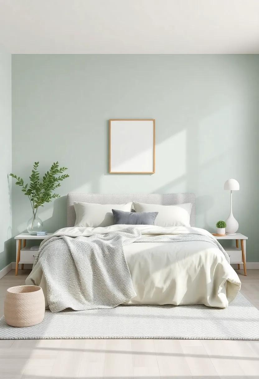 Cool Mint and Dove Gray: A soothing combo ideal for creating a bright yet peaceful atmosphere, encouraging relaxation