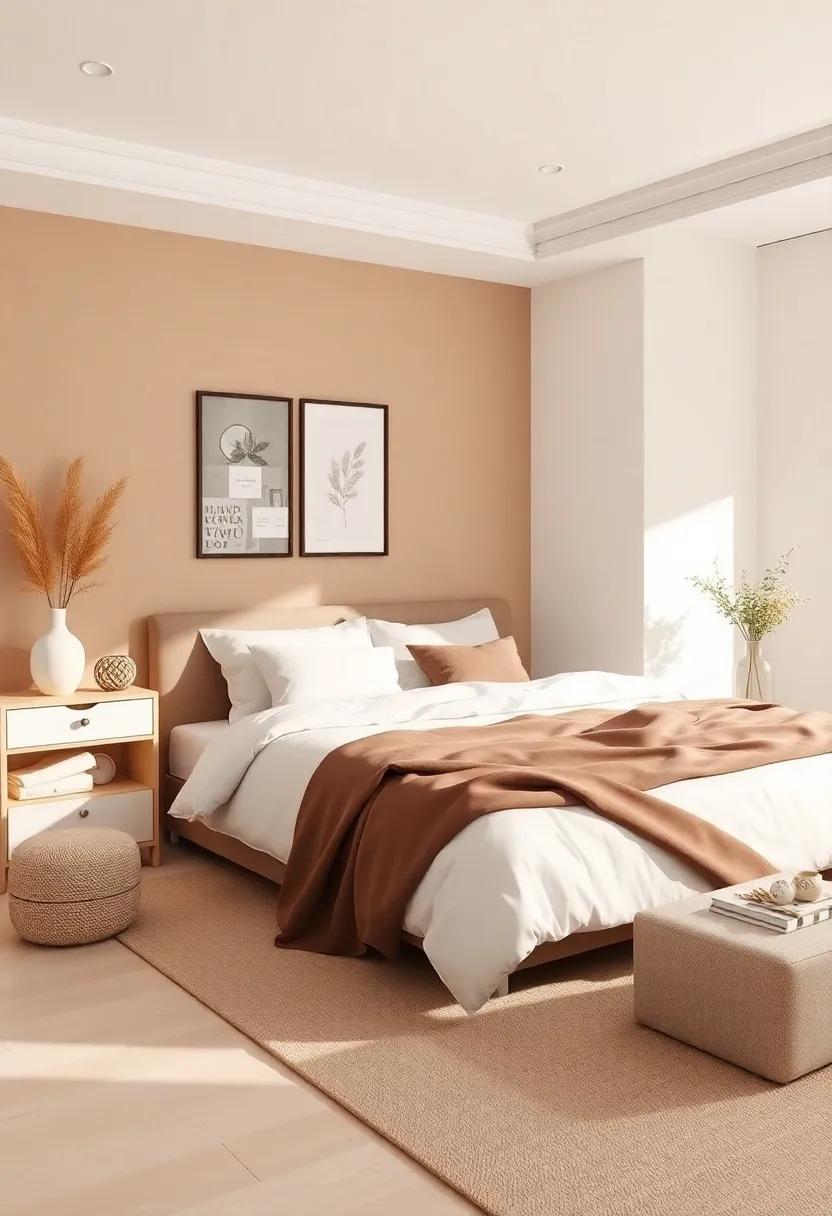 Cream and Cocoa brown: A classic combination that exudes warmth and coziness, ideal for a restful retreat