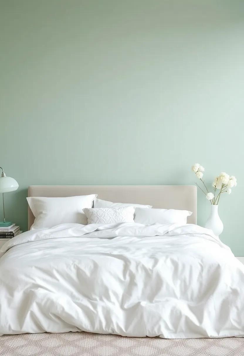 Frosted mint and Cotton White: Fresh and invigorating, this combo imbues your space with a delightful sense of serenity