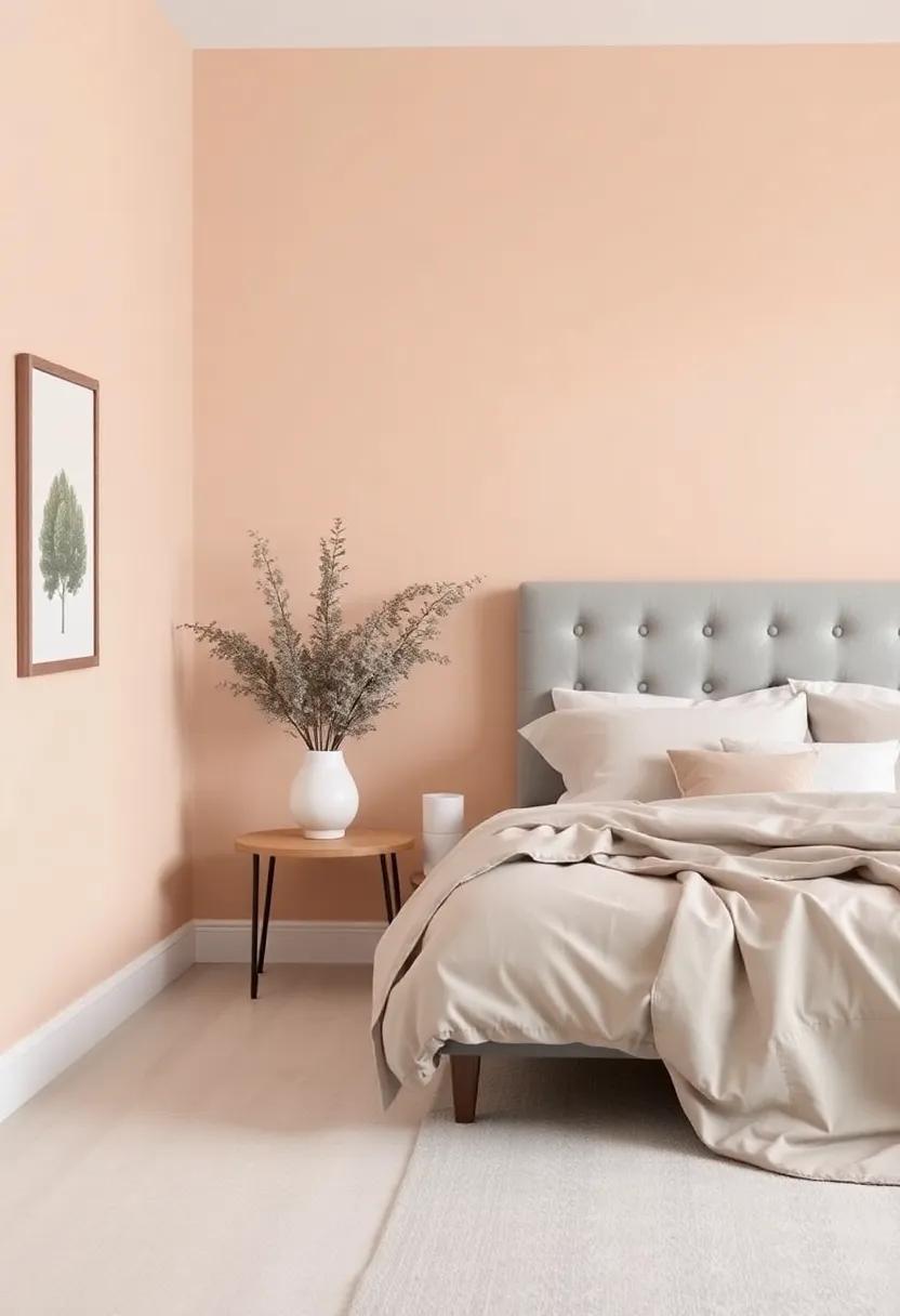 Pale Peach and Misty Gray: This soft, muted palette creates a nurturing environment that promotes relaxation and bliss