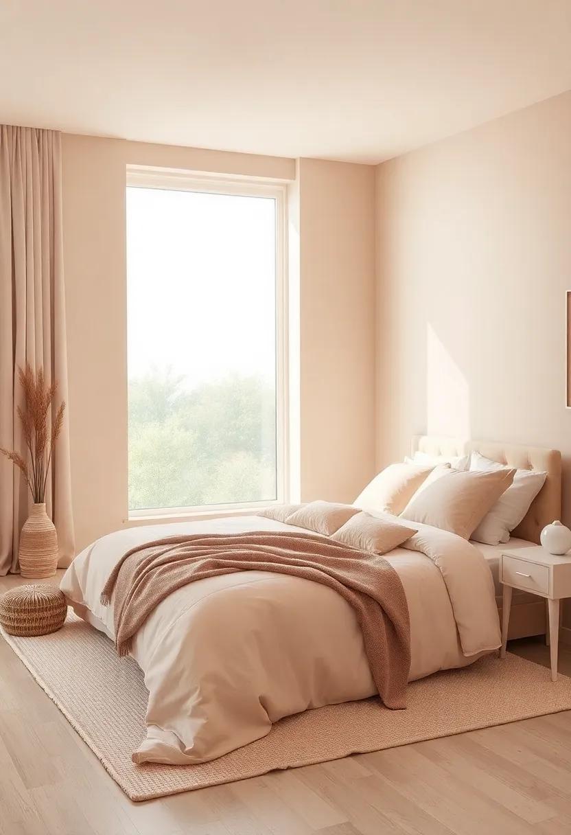 Soft Beige and Dusty Rose: A gentle balance that creates a warm and inviting atmosphere,perfect for relaxation
