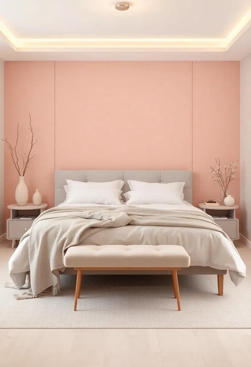 soft Silver and Blush: A gentle yet elegant palette that fosters a sophisticated sanctuary, perfect for restful nights