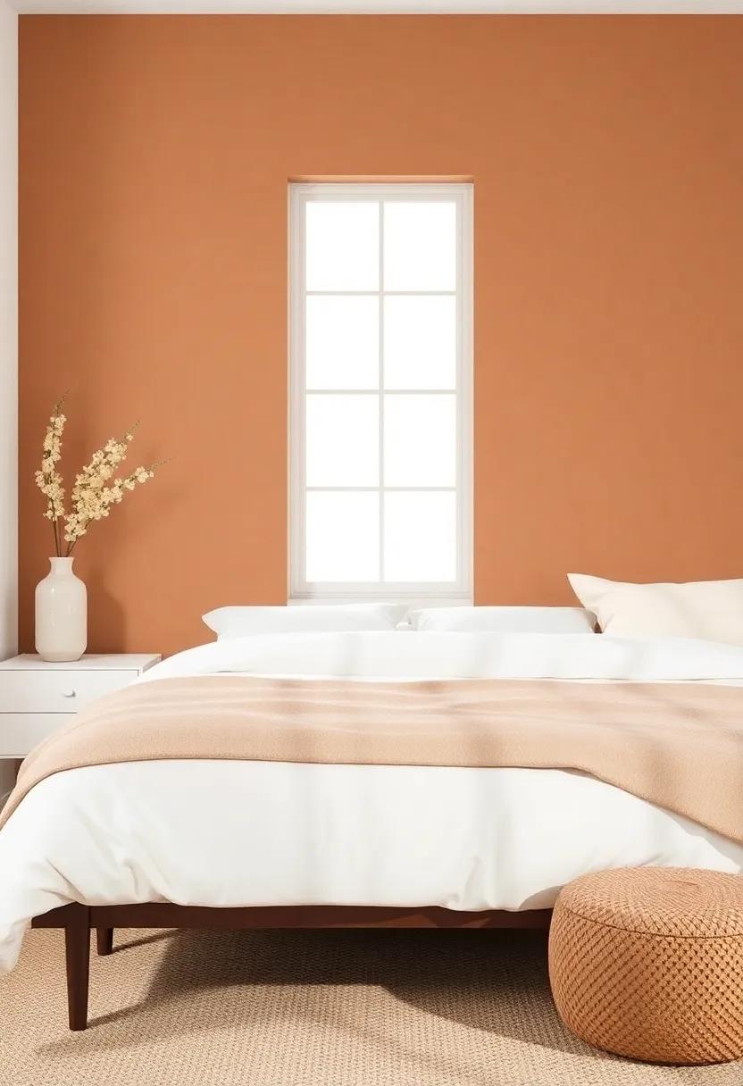 Warm Clay and Light Cream: Bringing earthy tones into a serene space, this combination is both stylish and calming