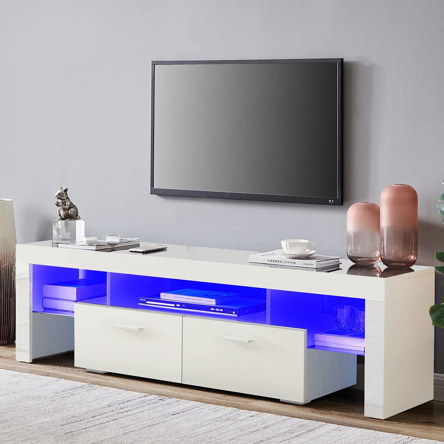 Nrizc White LED TV Stand for 75-inch TV in your space