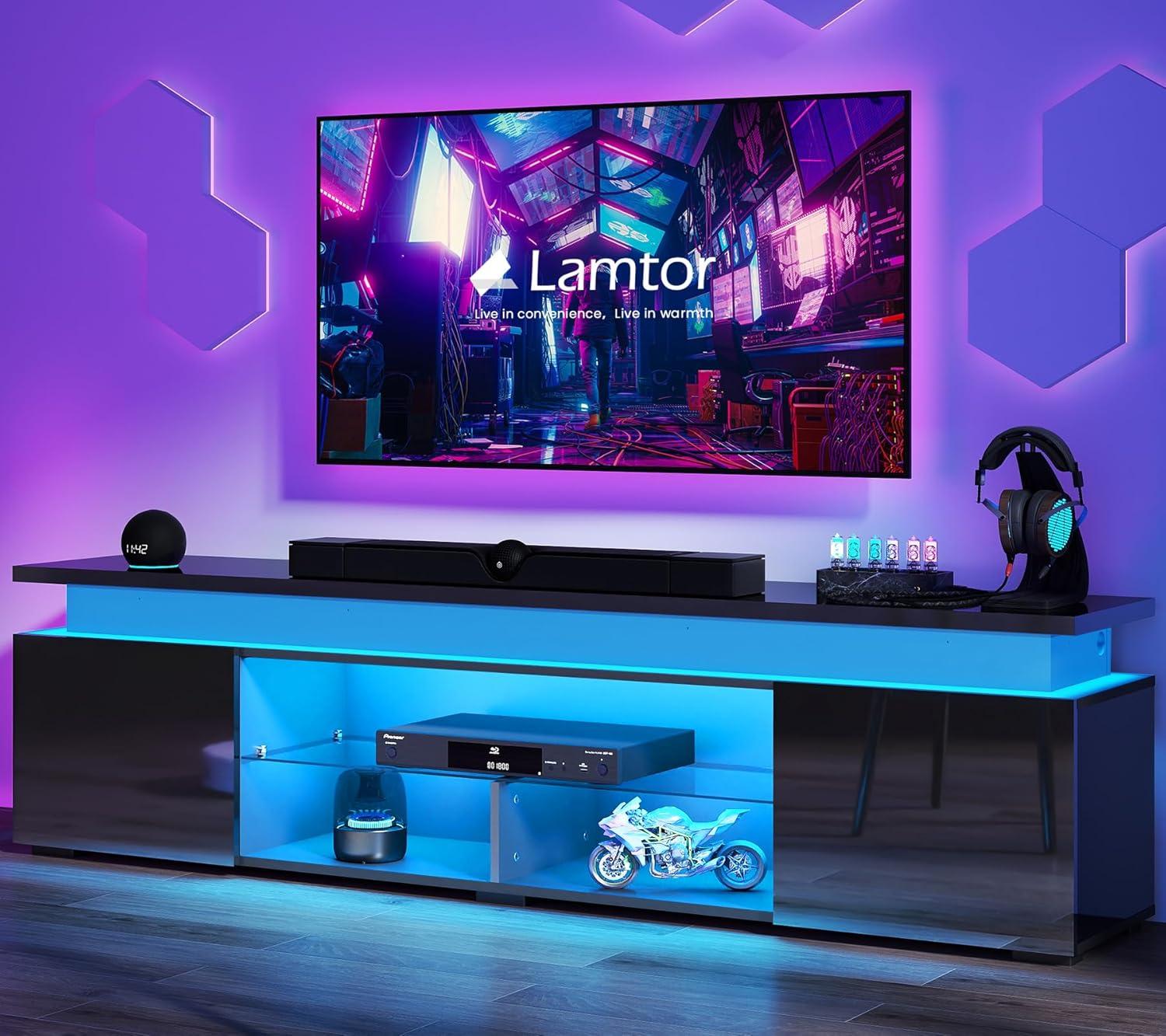 Our Take on the Sleek Lamtor 85″ TV Stand with LED Ambiance