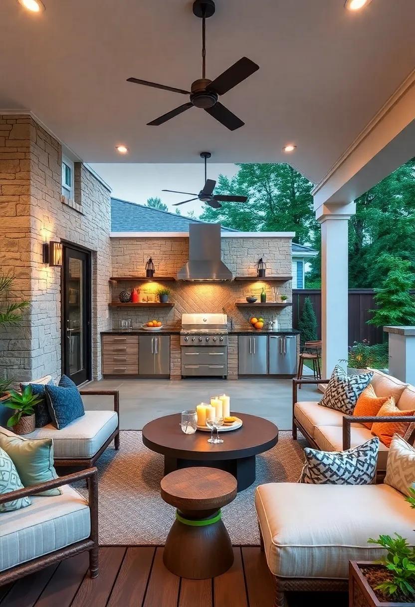Luxurious Lounge‌ Space: Style your outdoor kitchen with plush furniture and stylish decor, encouraging relaxation and enjoyment long after⁤ the⁤ cooking is done