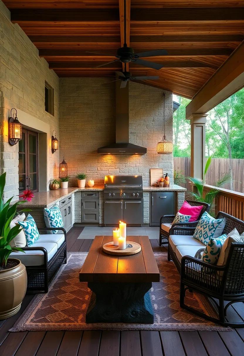 Tiki-Inspired Vibe: Embrace a ​tropical theme in your outdoor kitchen​ with bamboo accents and tiki ‍torches, perfect for summer parties and barbecues