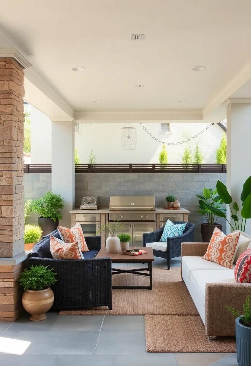 Frame the ⁤Space with ‌Landscaping: Use ⁢plants, trellises, or decorative fencing ⁤to create a defined area for your outdoor kitchen that complements the natural surroundings