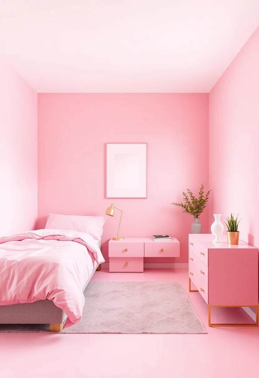 Adding Metallic Accents to Brighten Up Soft Pink Interiors