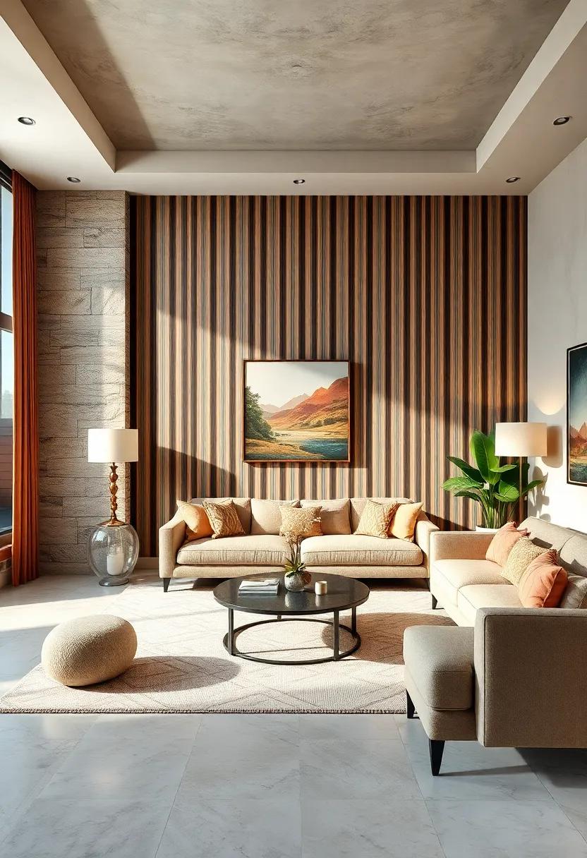 Retro Pinstripes: Get a classic look with narrow, vintage pinstripes that can elongate walls and create a sense of sophistication without overwhelming‍ the space