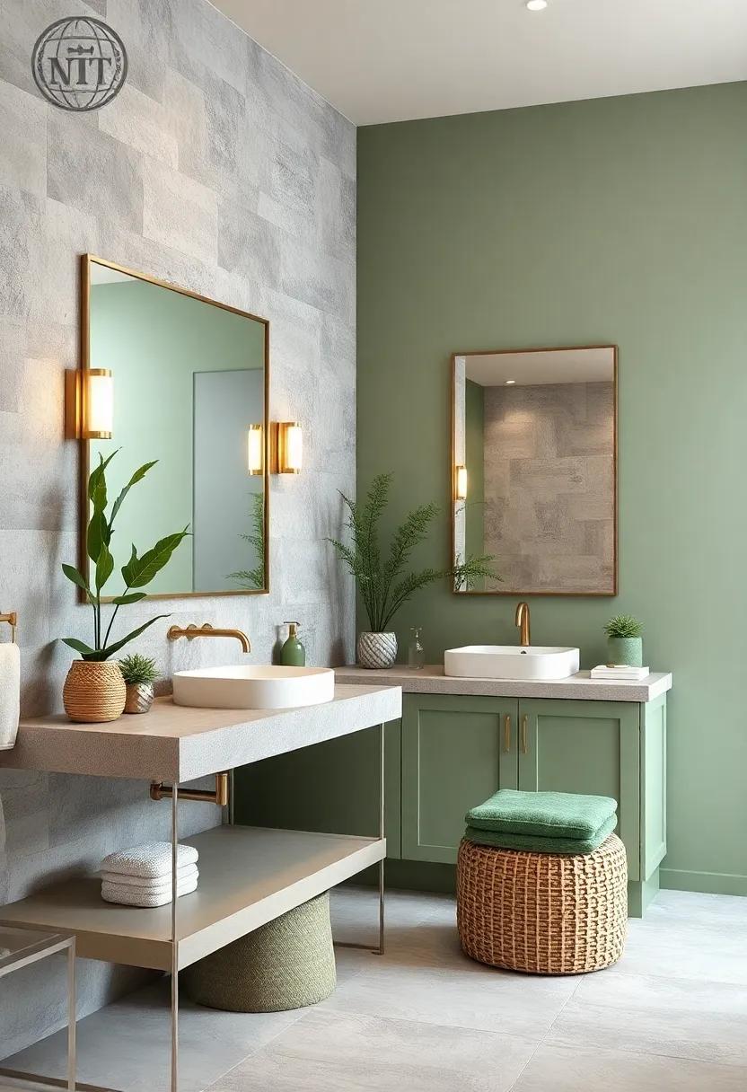 Artful Mirrors: Frame your mirrors in sage ​green or find mirrors with sage green accents that add sophistication to your space