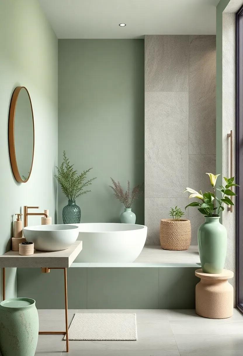 Elegant Green Ceramics: Incorporate sage green ceramic pots or vases⁤ as ​decorative⁢ elements that blend beauty with function