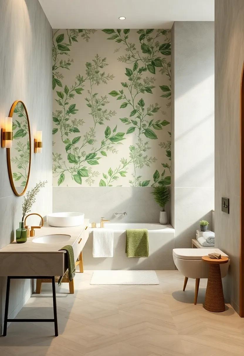 Floral Wallpaper: bring in wallpaper adorned with ⁣botanical prints that showcase shades of green‌ to breathe life into your bathroom