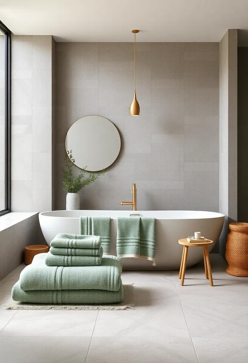 textured Towels: Choose luxurious sage green towels ⁢with different textures to elevate the experience and ‍add a cozy touch