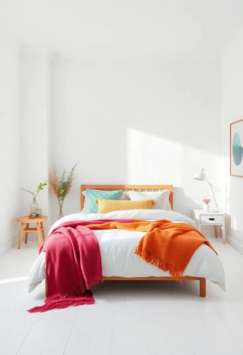 Colorful Accents: Infuse life into your space with vibrant cushions‌ or throws⁢ that contrast against the clean, white backdrop