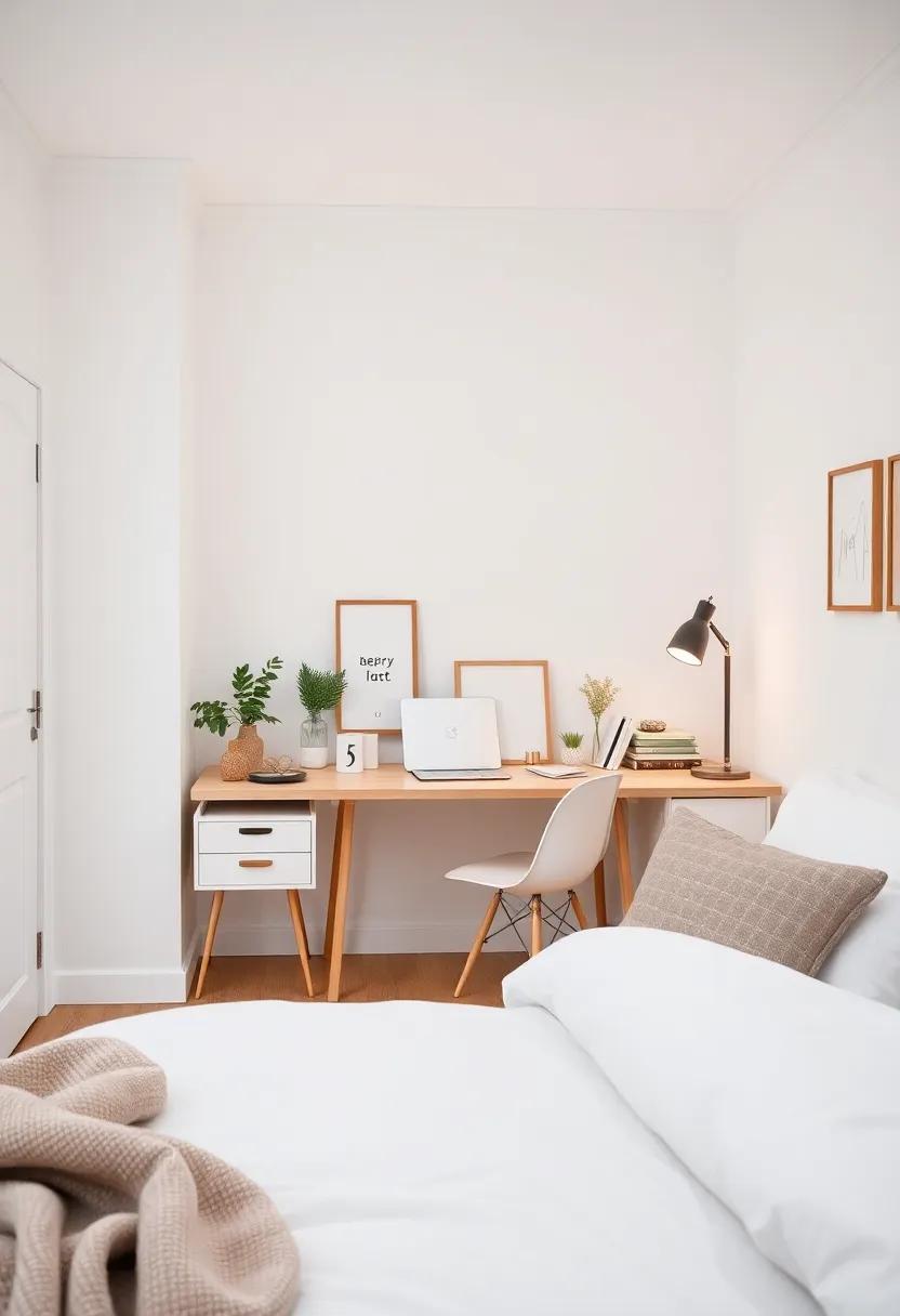 Trendy Desk Nook:⁤ Design a stylish workspace within your bedroom, complete with a⁢ minimalist desk and charming stationery that inspire productivity