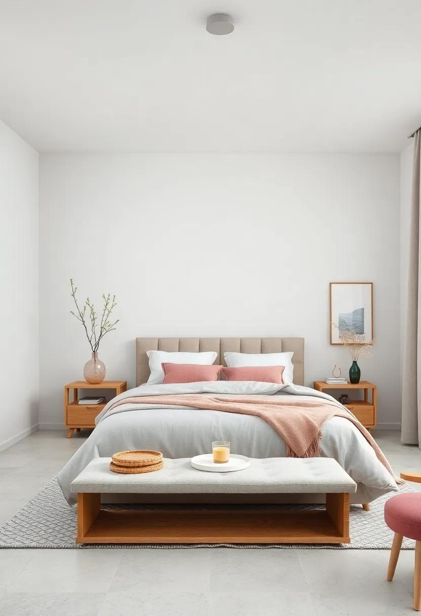 Soft Color Schemes: Understand the impact of muted tones like soft grays, whites, and blushes that promote serenity and enhance the minimalist appeal