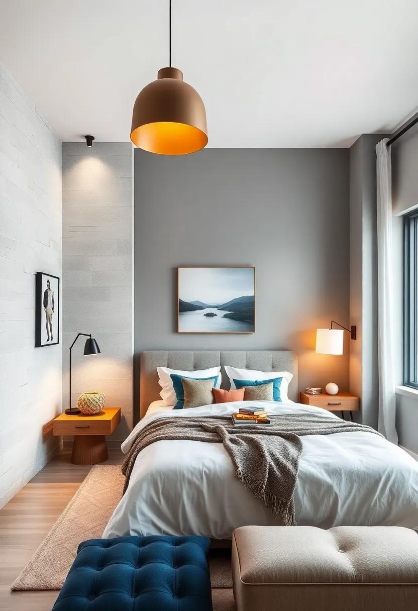 Statement Lighting: See how unique pendant lights or sleek floor lamps can serve as focal points while providing warm illumination for a cozy retreat