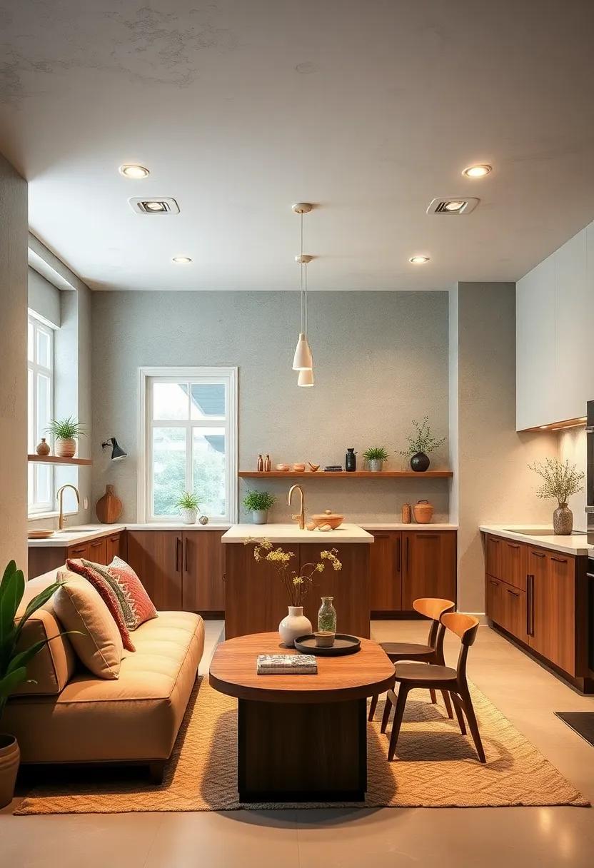 Recessed Lighting: Use recessed ceiling lights for a streamlined look that offers ample coverage without cluttering the space