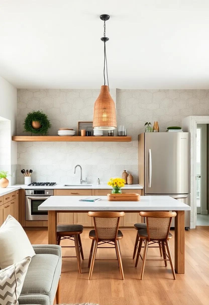 Rustic Charm: Incorporate wooden pendant fixtures to add warmth and a touch of nature to your kitchen ambiance