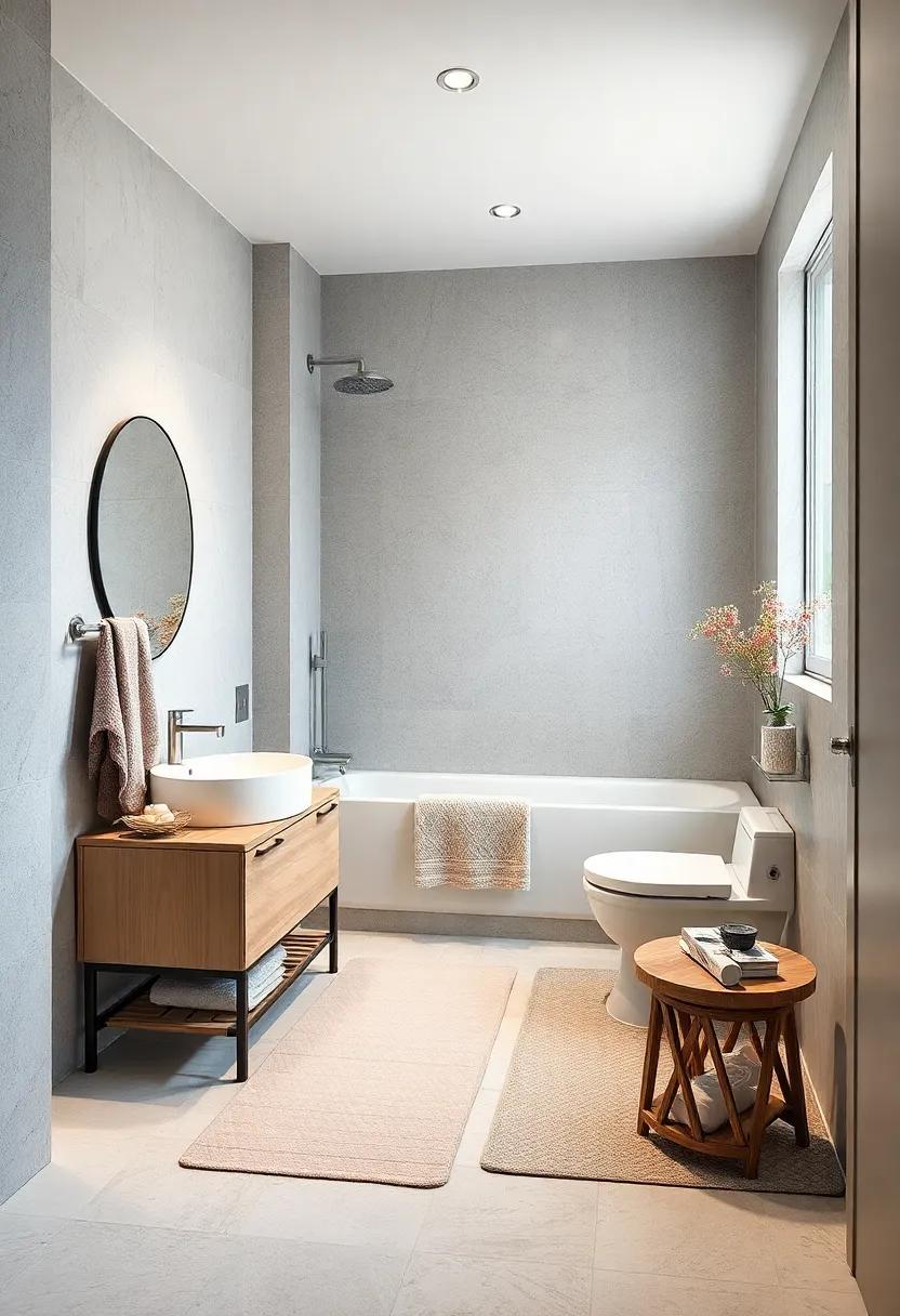 Monochromatic Textiles:​ Use⁣ a ​monochromatic theme ⁤in towels ​and bath mats to‌ maintain a cohesive look while still offering comfort