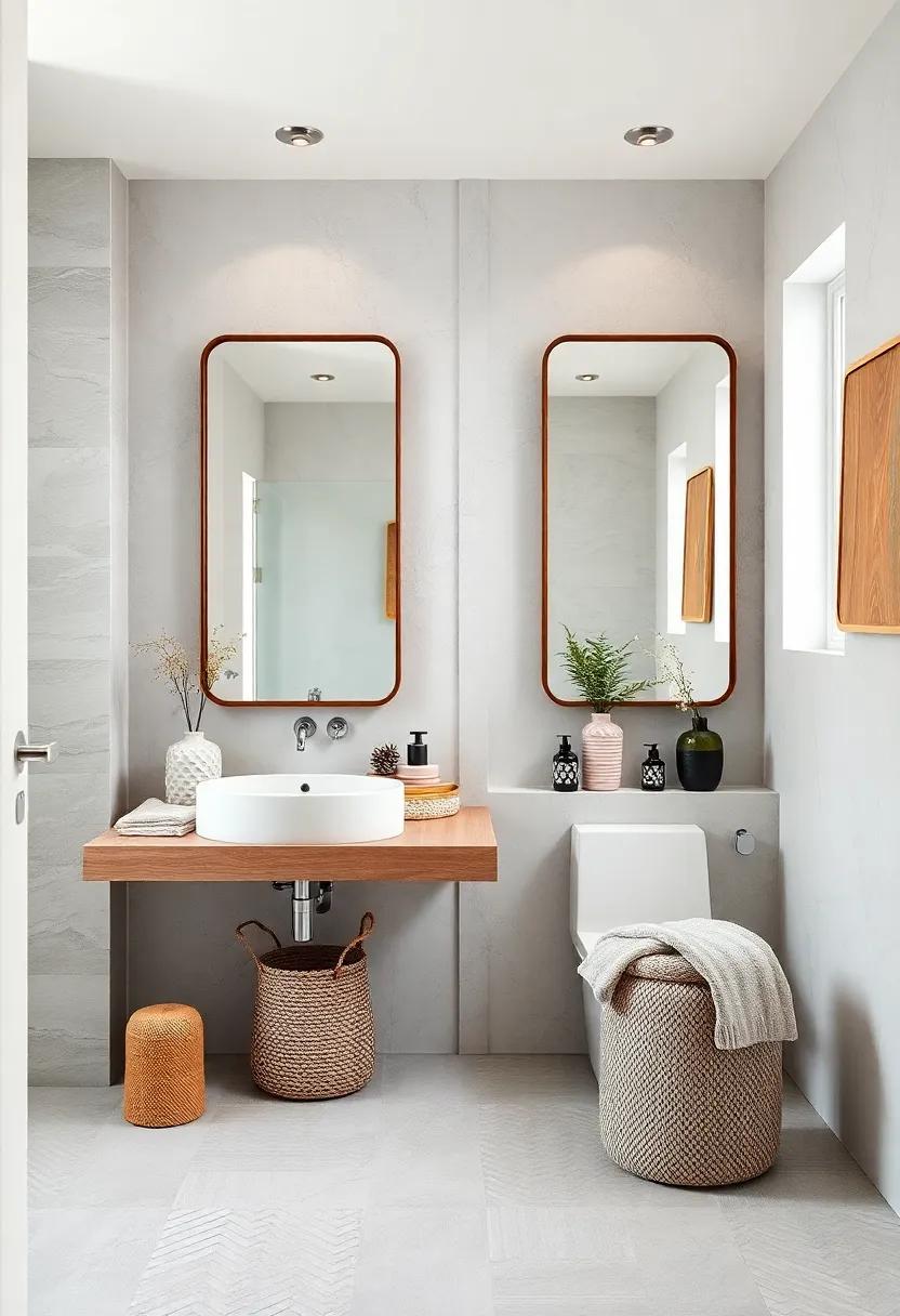 Statement ⁣Mirrors: Incorporate large, framed mirrors to reflect ‍light⁢ and make the bathroom appear larger while adding ​a⁣ stylish focal point