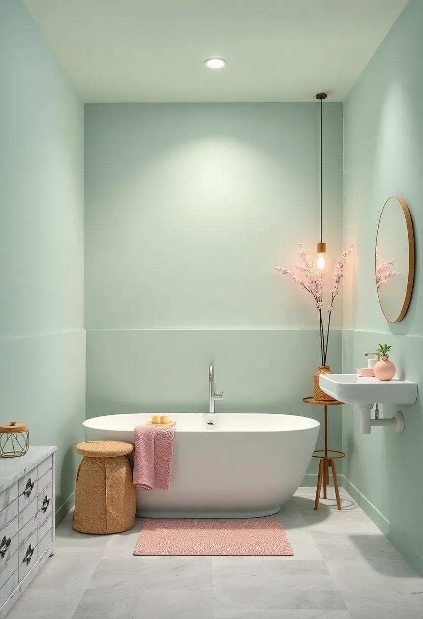 Gentle Pastels: Embrace tranquility with soft ⁢pastel hues⁤ like mint green or blush⁤ pink ⁤to ‌create a soothing atmosphere in‌ your small bathroom